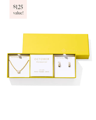 Kendra Scott Cailin Birthstone Gift Set Gold White Iridescent Crystal-Jewelry Set-Kendra Scott-G00086GLD-The Twisted Chandelier