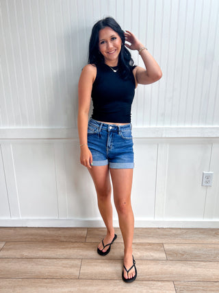 Skye Built-In Bra Seamless Crop Tank Top - Black-Tank Top-Zenana-FD 05/30/26,Tops Collection-The Twisted Chandelier