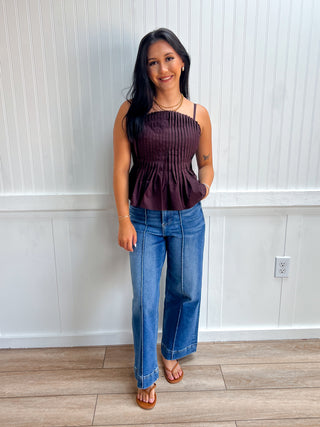 Cleo Solid Pleated Cami Top-Top-Entro-Fall Favorites,FD 08/14/26,NewArrival,Tops Collection-The Twisted Chandelier