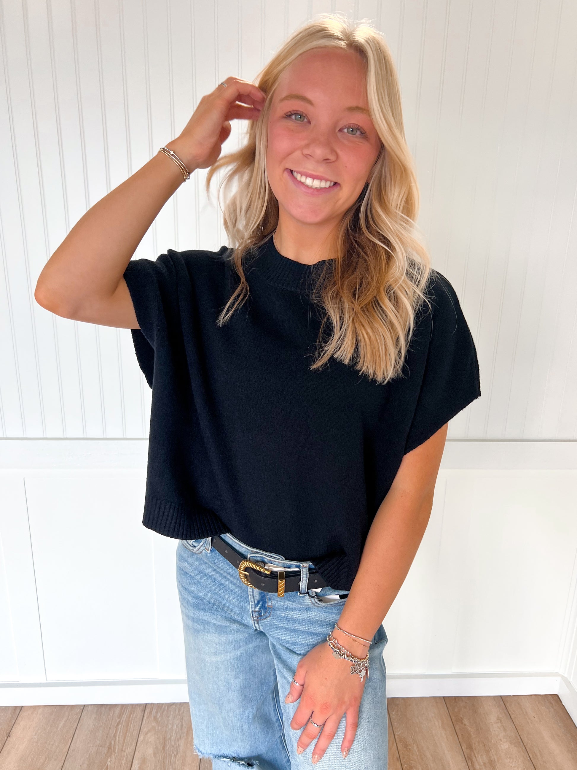 Marcie Dropped Shoulder Sweater Top - Black-PINCH-FD 12/22/25,Tops Collection-The Twisted Chandelier