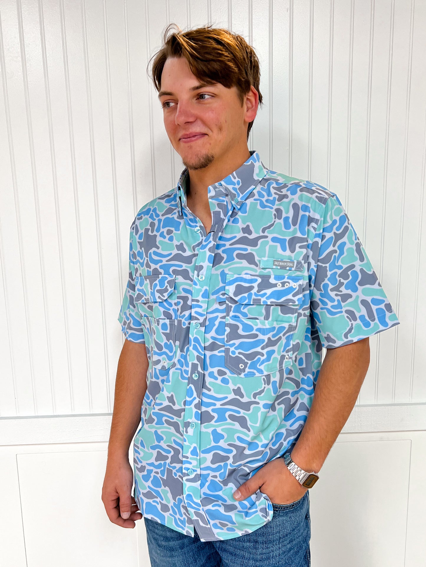 Men's Texas Coastal Camo Fishing Shirt-SALT WATER SOUL-FD 01/23/26,Men's-The Twisted Chandelier