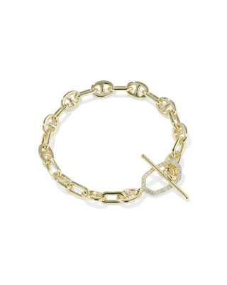 Kendra Scott Elaina Toggle Link And Chain Bracelet Gold White Cz-Bracelet-Kendra Scott-B00474GLD-The Twisted Chandelier