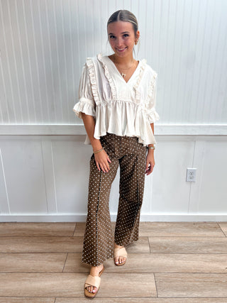 Lottie Polka Dot Pants-Pants-ENTRO-bottoms,FD 08/26/26,NewArrival-The Twisted Chandelier