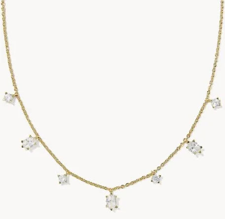 Kendra Scott Cailin Delicate Strand Necklace Gold White Cz-Kendra Scott-N01345GLD-The Twisted Chandelier