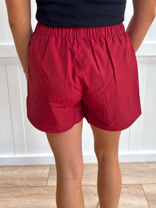 Laken Lulu Mac Shorts - Maroon-Shorts-Girlie Girl Originals-bottoms,FD 07/31/26,gameday-The Twisted Chandelier