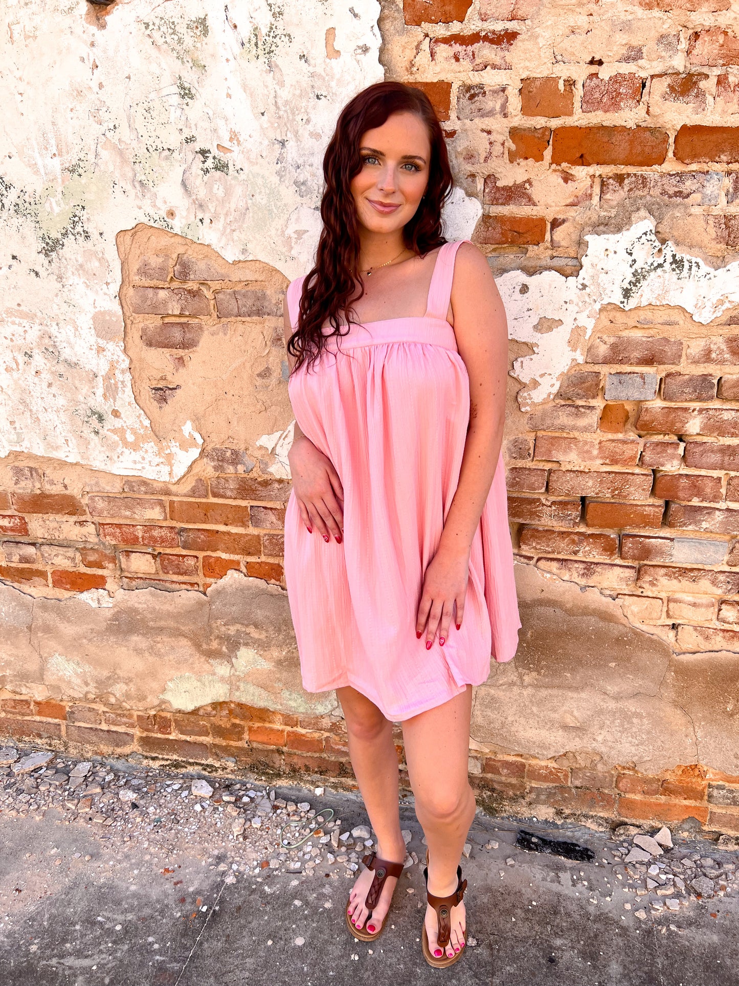 Alannah Crinkled Babydoll Mini Dress With Back Ribbon-Mini Dress-idem ditto-Bin B4,DJR,FD 04/01/25-The Twisted Chandelier