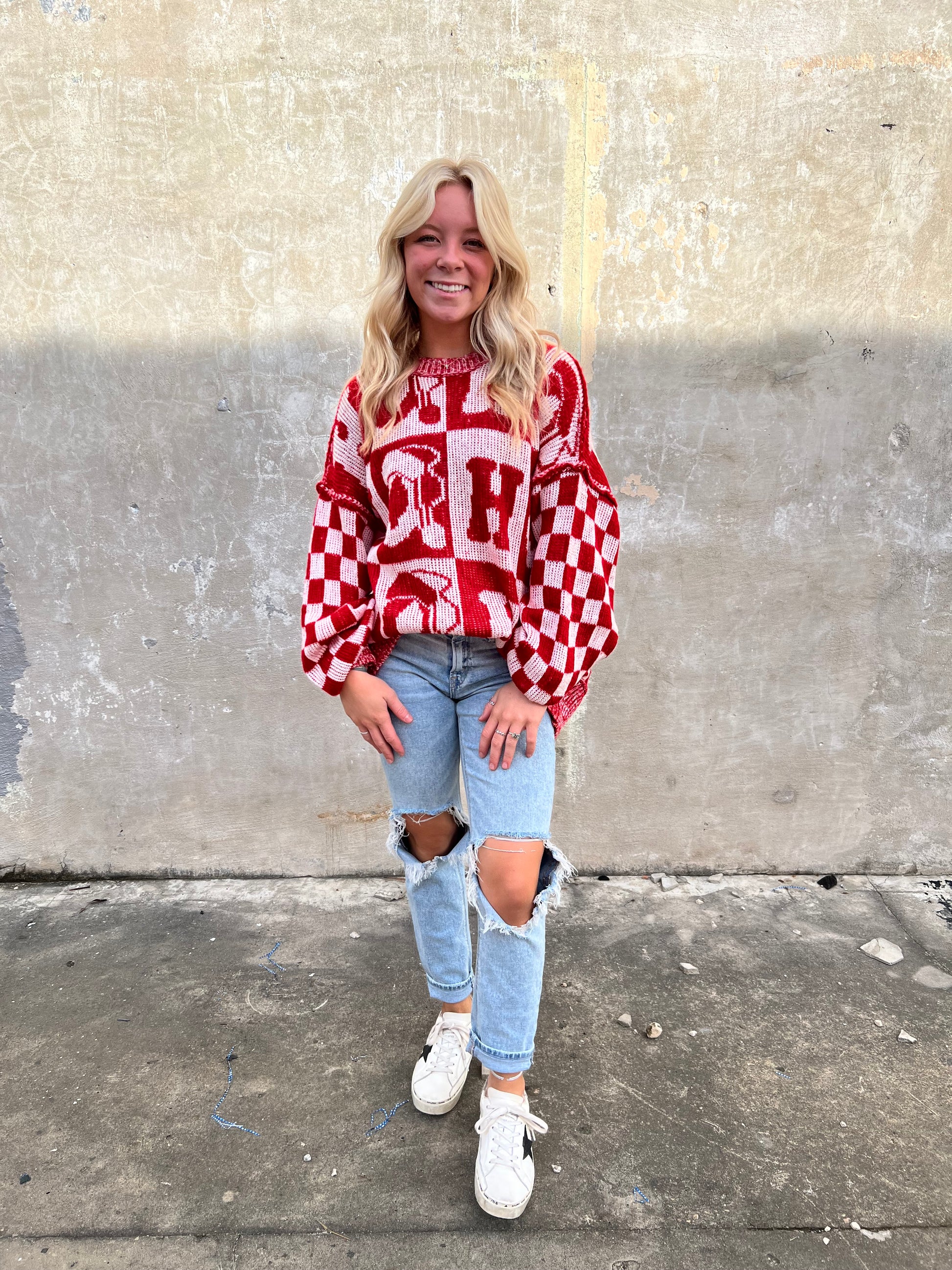 Oversized Sweater With Hohoho-Sweater-Fantastic Fawn-IFKT51707-09,not on the floor only in totes,Winter Tote T5-The Twisted Chandelier