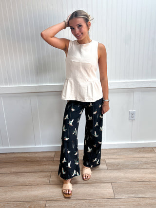 Reese Mallard Printed Stretch Denim Wide Leg Jeans-Pants-Anniewear-bottoms,FD 08/25/26,NewArrival-The Twisted Chandelier