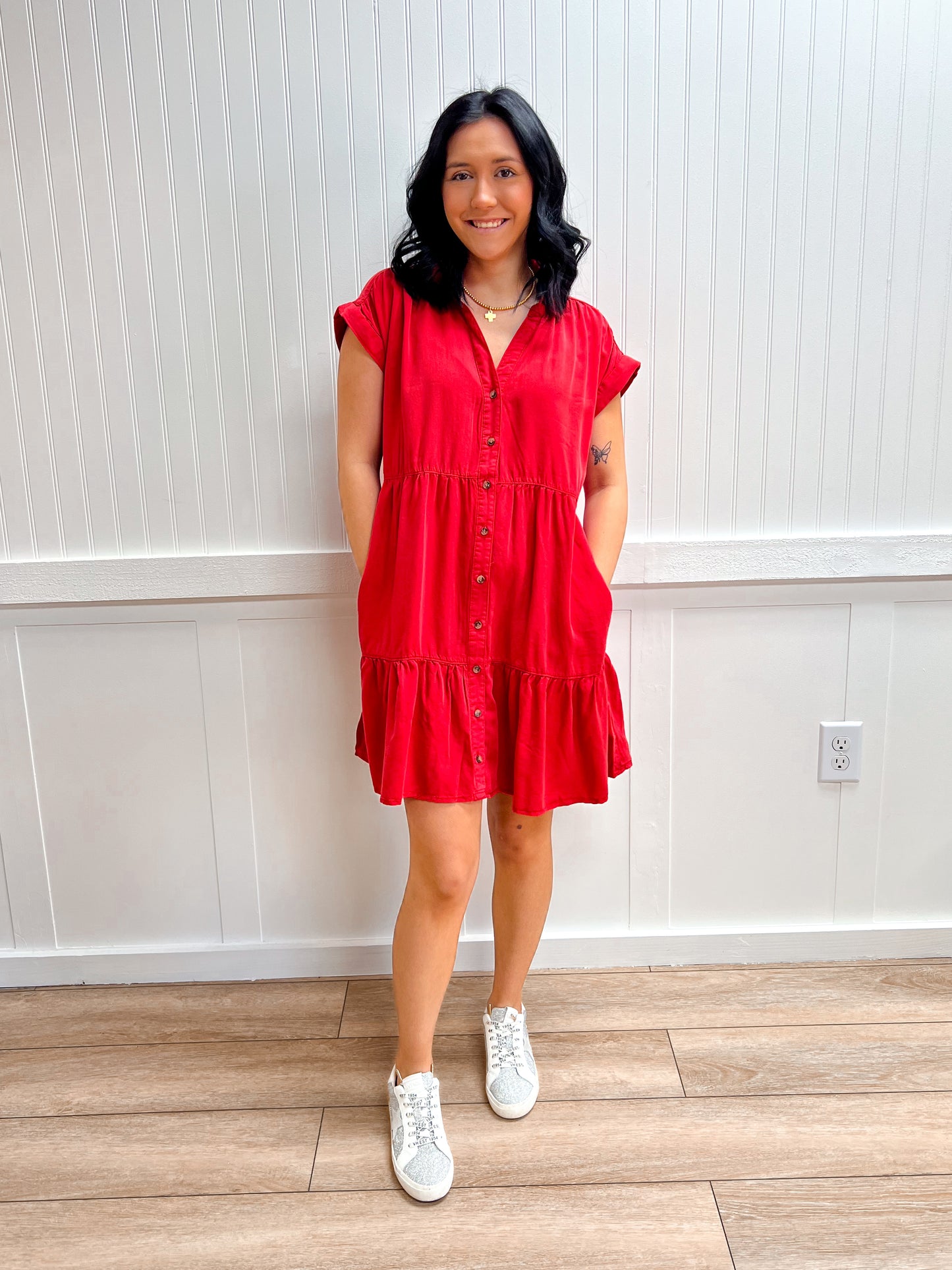 Lucy Dolman Short Sleeve Ruffled Lyocell Mini Dress-Active Basic | Active USA-DJR,FD 02/03/26-The Twisted Chandelier