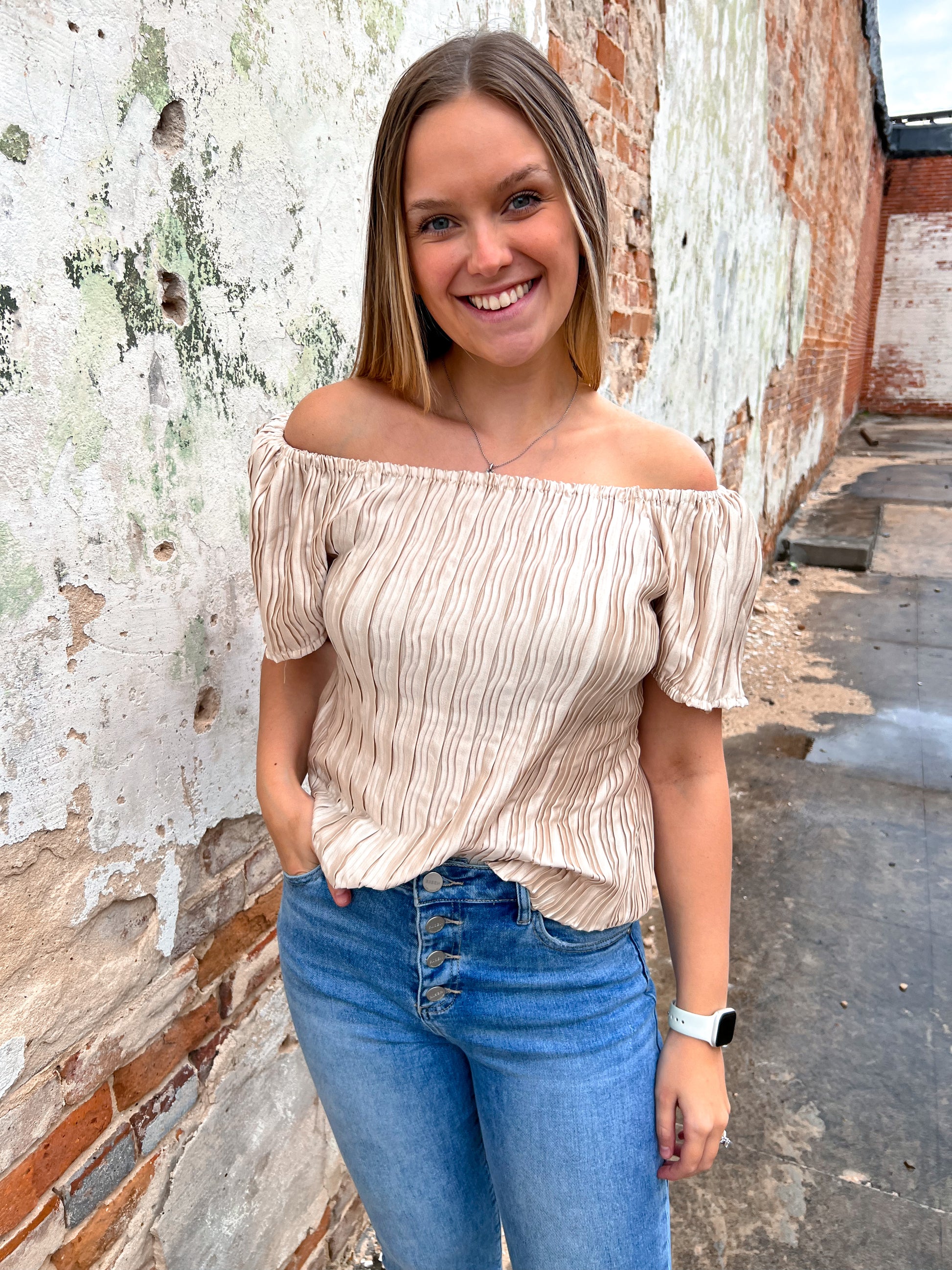 Aubrie Ivory Silk Top-Shirt-Southern Grace Wholesale-9307E,Bin d2,FD 03/05/24,Tops Collection-The Twisted Chandelier