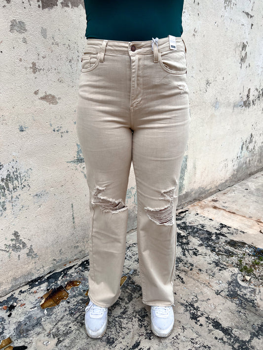 Charlene High Waisted Garment Dyed Destroy 90's Straight-Apparel & Accessories-JUDY BLUE-09/03/24,1st md,88823REG,BIN D3,bottoms,OGP 69.99-The Twisted Chandelier