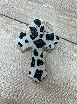 Cow Print Cross Car Freshie-Car Freshie-Southern Creek Wholesale-The Twisted Chandelier