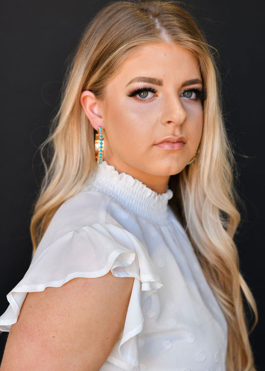 West and Co. Gold and Turquoise Hoop Earring-Hoop Earrings-West and Co.-western & concert-The Twisted Chandelier