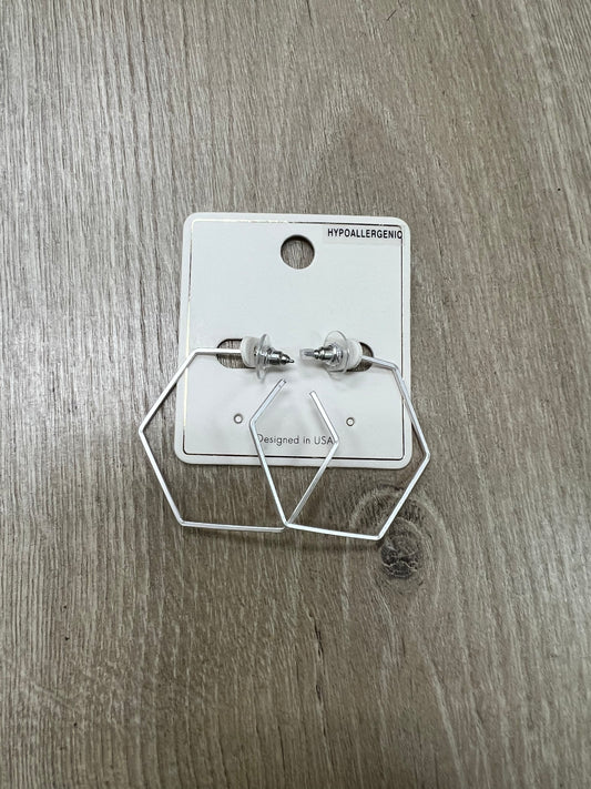 Hexagon Silver Earrings-MY GIRL IN LA-The Twisted Chandelier