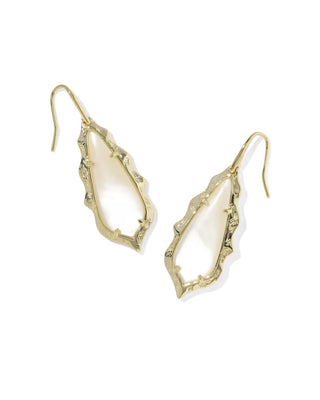 Kendra Scott Adriana Scallop Frame Drop Earrings Gold Natural Mother Of Pearl-Earrings-Kendra Scott-E01043GLD-The Twisted Chandelier