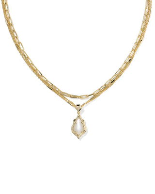 Kendra Scott Adriana Scallop Frame Multi Strand Necklace Gold Natural Mother Of Pearl-Necklace-Kendra Scott-N01465GLD-The Twisted Chandelier