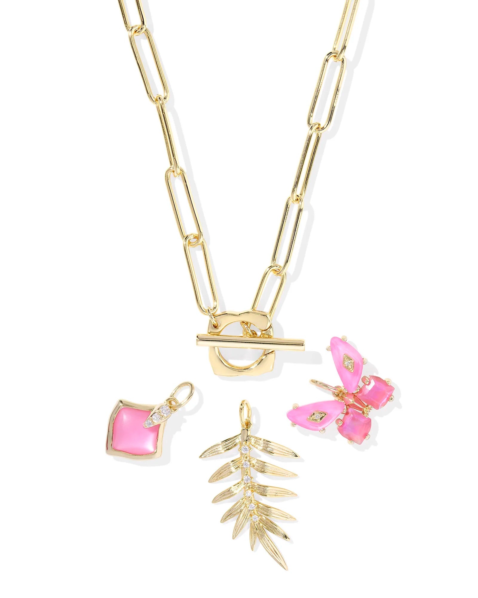Kendra Scott Bianca Butterfly Charm Necklace Gold Pink Mix-Necklaces-Kendra Scott-FD 05/07/25,N01098GLD-The Twisted Chandelier