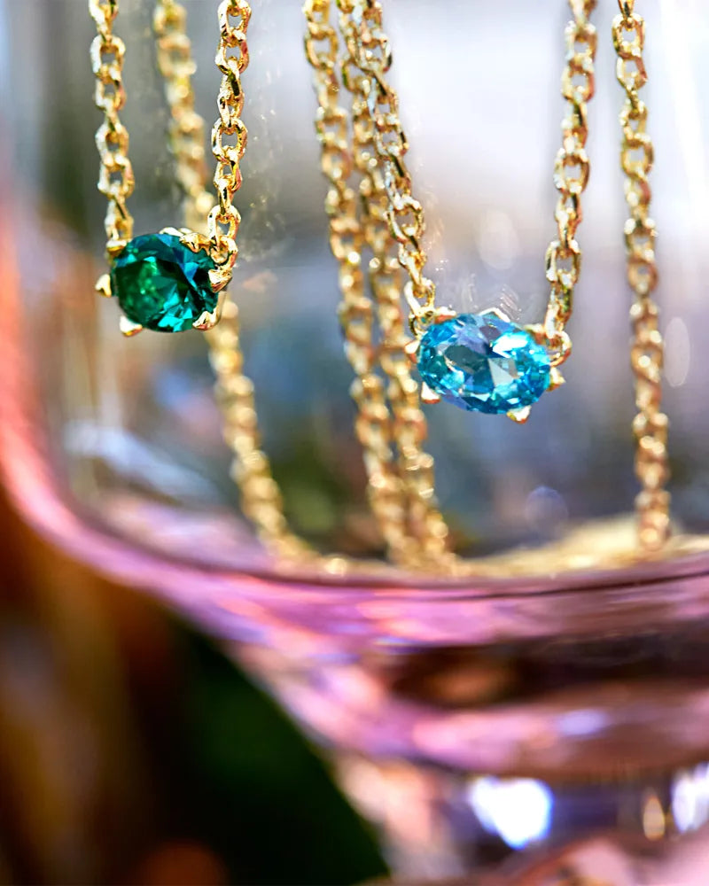 Kendra Scott Cailin Crystal Pendant Necklace Gold Aqua Crystal-Necklaces-Kendra Scott-N1941GLD-The Twisted Chandelier