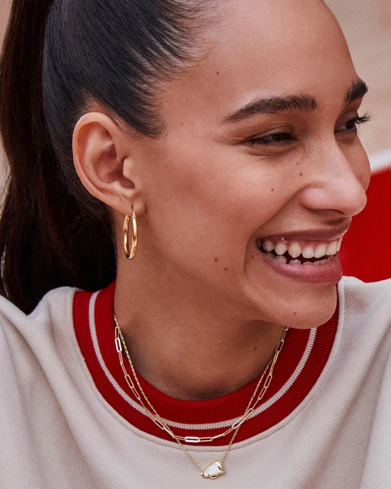 Kendra Scott Cheer Short Pendant Necklace Gold White Mother of Pearl-Necklaces-Kendra Scott-CR 07/31/24,FD 07/31/24,gameday,N00716GLD-The Twisted Chandelier