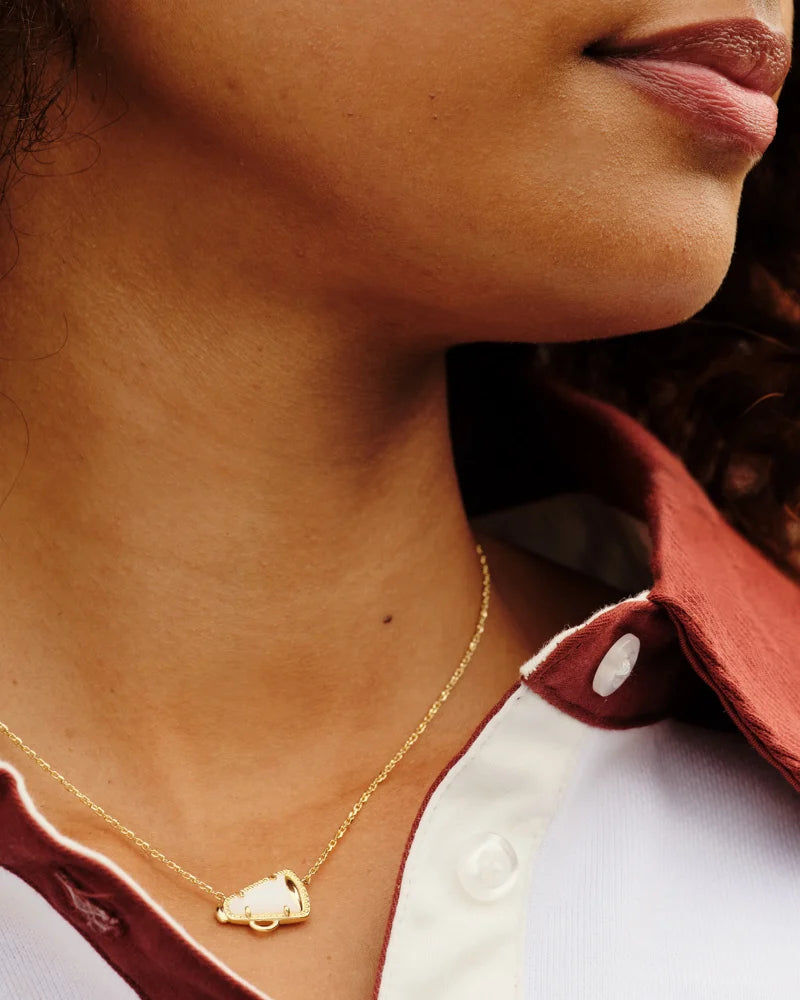 Kendra Scott Cheer Short Pendant Necklace Gold White Mother of Pearl-Necklaces-Kendra Scott-CR 07/31/24,FD 07/31/24,gameday,N00716GLD-The Twisted Chandelier