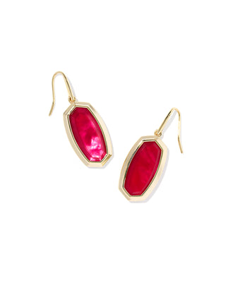 Kendra Scott Dani Bezel Drop Earrings Gold Carmine Red Illusion-Earrings-Kendra Scott-E00928GLD-The Twisted Chandelier