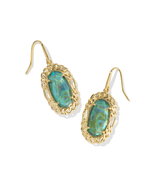 Kendra Scott Dani Figaro Frame Drop Earrings Gold Deep Aqua Illusion-Earrings-Kendra Scott-E00795GLD-The Twisted Chandelier