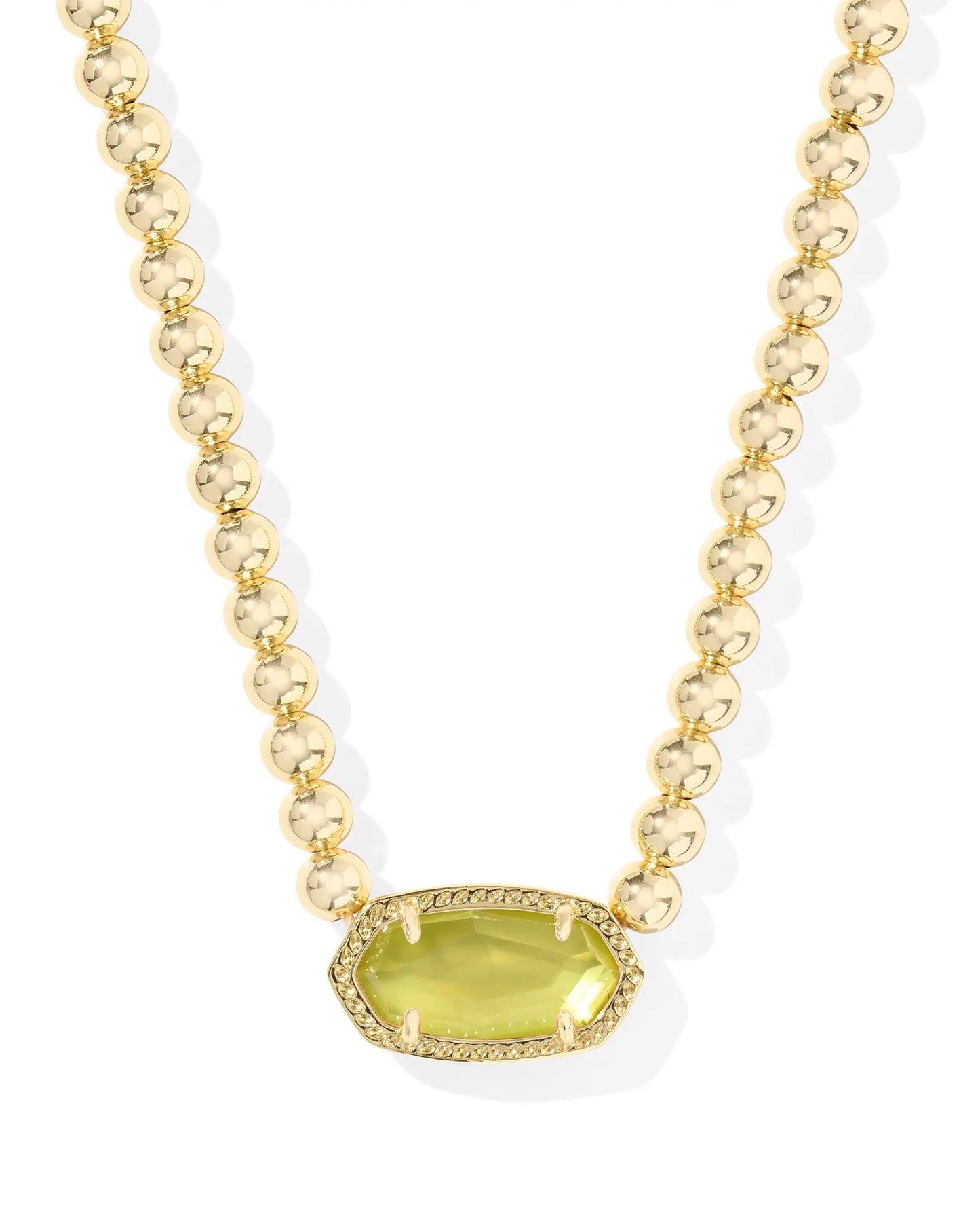 Kendra Scott Elisa Beaded Necklace Gold Chartreuse Green Mother Of Pearl-Necklaces-Kendra Scott-FD 05/07/25,N01111GLD-The Twisted Chandelier