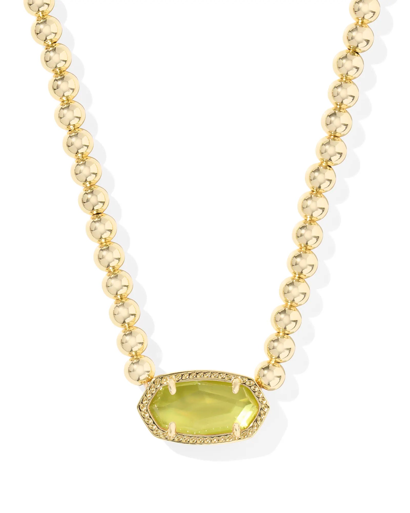 Kendra Scott Elisa Beaded Necklace Gold Chartreuse Green Mother Of Pearl-Necklaces-Kendra Scott-FD 05/07/25,N01111GLD-The Twisted Chandelier