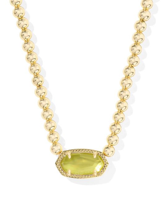 Kendra Scott Elisa Beaded Necklace Gold Chartreuse Green Mother Of Pearl-Necklaces-Kendra Scott-FD 05/07/25,N01111GLD-The Twisted Chandelier