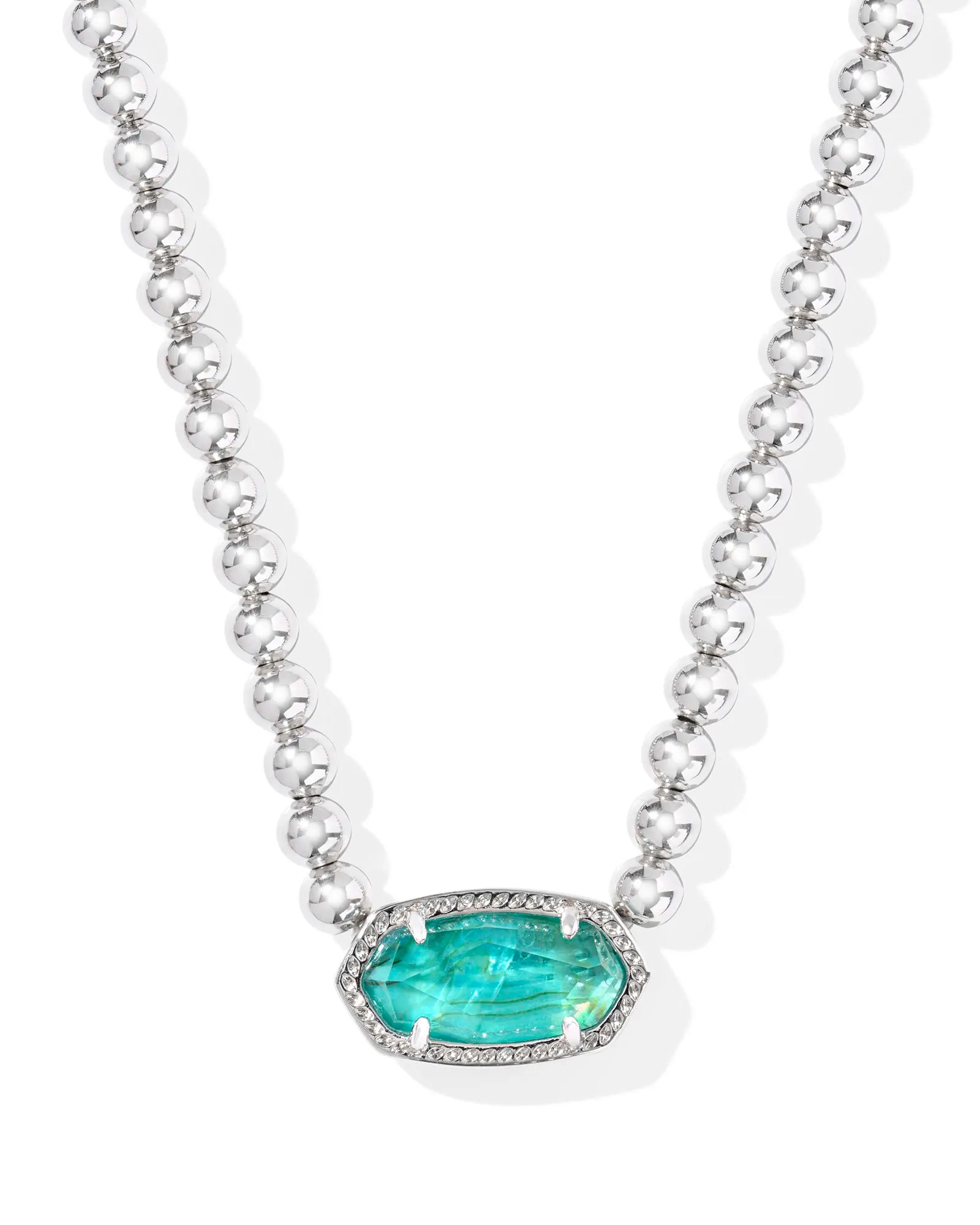 Kendra Scott Elisa Beaded Necklace Silver Bright Aqua Illusion-Necklaces-Kendra Scott-FD 05/07/25,N01111RHD-The Twisted Chandelier