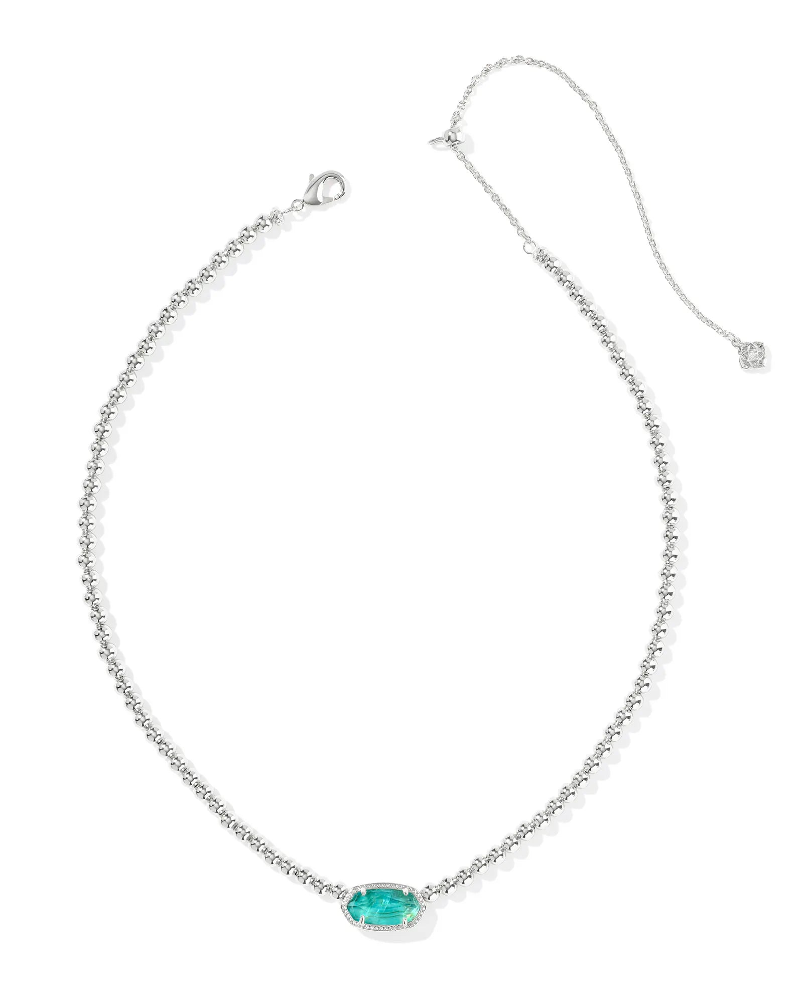 Kendra Scott Elisa Beaded Necklace Silver Bright Aqua Illusion-Necklaces-Kendra Scott-FD 05/07/25,N01111RHD-The Twisted Chandelier