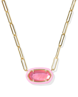 Kendra Scott Elisa Enamel Frame Paperclip Necklace Gold Bright Pink Illusion-Necklaces-Kendra Scott-08/21/25,N01218GLD-The Twisted Chandelier