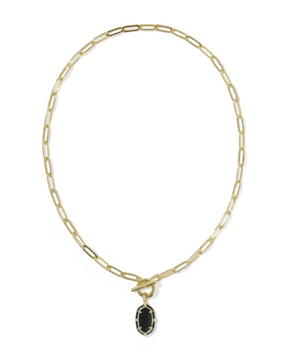 Kendra Scott Elisa Enamel Link And Chain Necklace Gold Black Agate