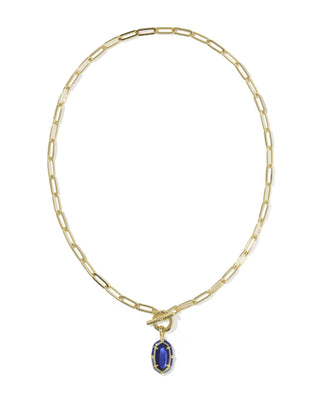 Kendra Scott Elisa Enamel Link And Chain Necklace Gold Cobalt Illusion