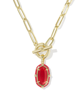 Kendra Scott Elisa Enamel Link And Chain Necklace Gold Red Illusion