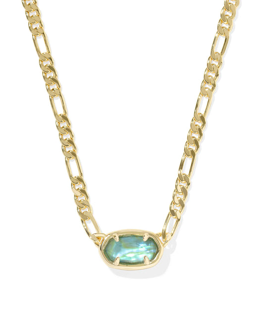 Kendra Scott Elisa Figaro Chain Short Pendant Necklace Gold Deep Aqua Illusion-Necklaces-Kendra Scott-N01115GLD-The Twisted Chandelier