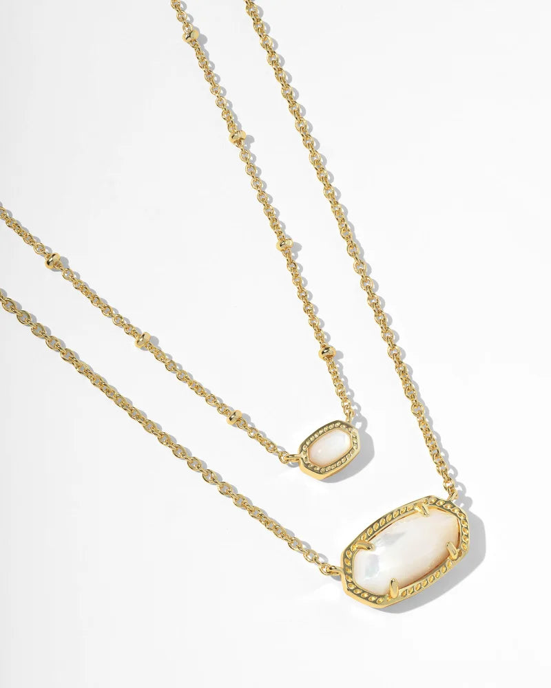 Kendra Scott Mini Elisa Satellite Short Pendant Necklace Gold Ivory Mother of Pearl-Necklaces-Kendra Scott-N00454GLD-The Twisted Chandelier