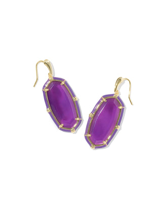 Kendra Scott Elle Enamel Drop Earrings Gold Purple Mother Of Pearl