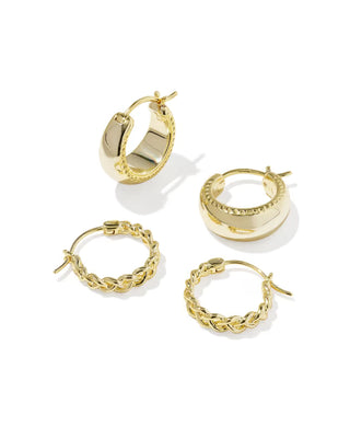 Kendra Scott Gabriella Set of Huggie Earrings Gold-Earrings-Kendra Scott-E01099GLD-The Twisted Chandelier