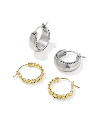 Kendra Scott Gabriella Set of Huggie Earrings Mixed Metal-Earrings-Kendra Scott-E01099MIX-The Twisted Chandelier