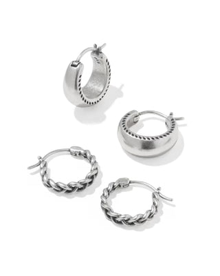 Kendra Scott Gabriella Set of Huggie Earrings Vintage Silver-Earrings-Kendra Scott-E01099VSV-The Twisted Chandelier