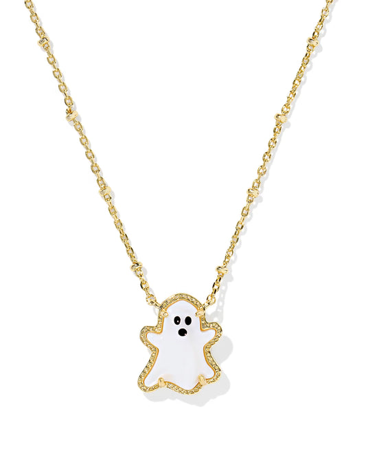 Kendra Scott Ghost Short Pendant Necklace Gold White Mother Of Pearl-Necklaces-Kendra Scott-N01228GLD-The Twisted Chandelier