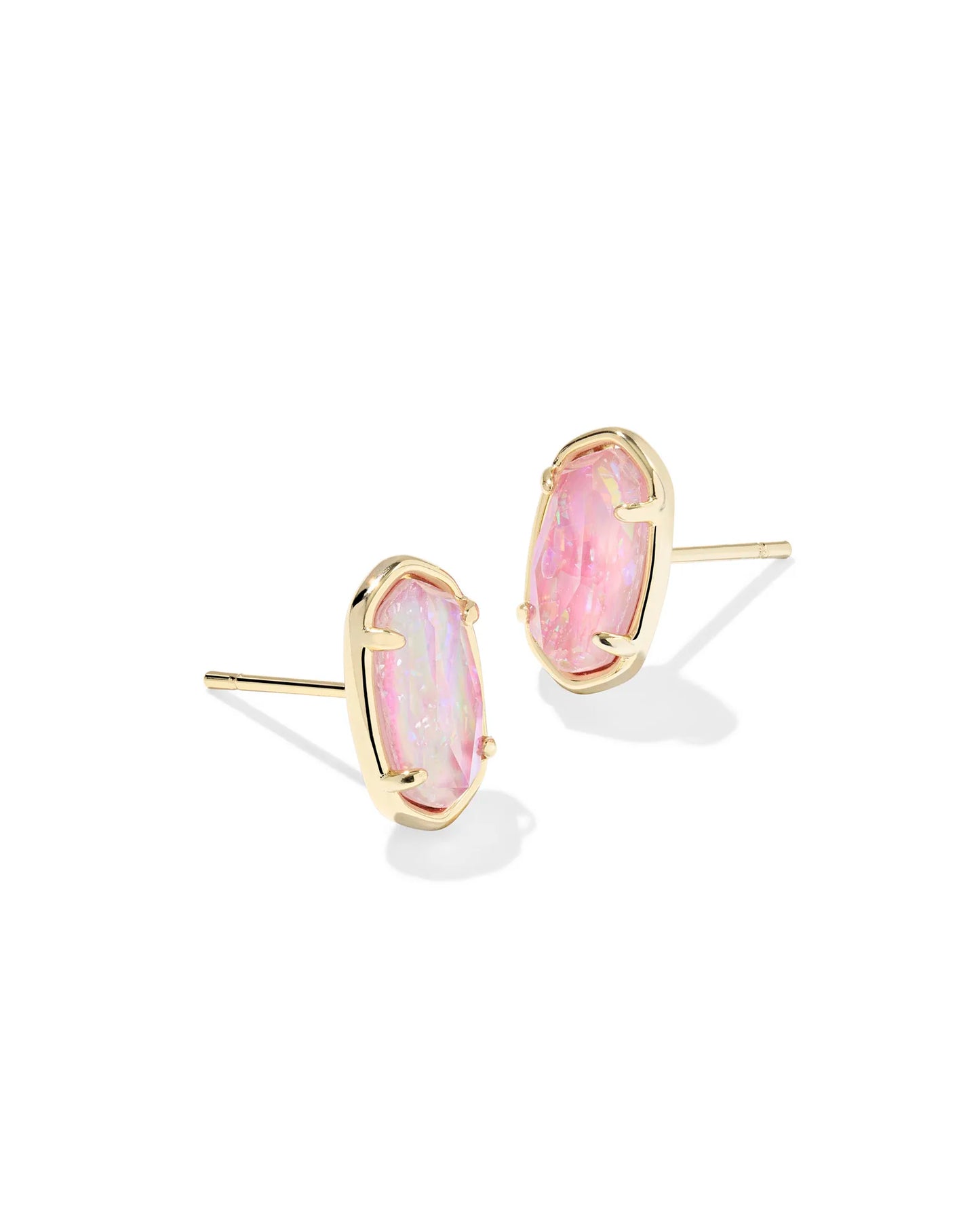 Kendra Scott Grayson Stone Stud Earrings Gold Pink Iridescent Mother Of Pearl-Earrings-Kendra Scott-E1548GLD-The Twisted Chandelier
