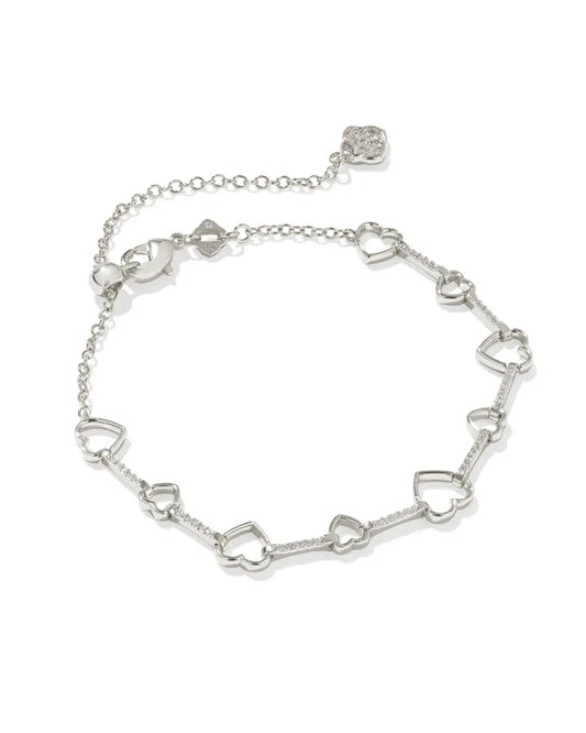 Kendra Scott Haisley Heart Delicate Chain Bracelet Silver White Crystal-Bracelets-Kendra Scott-B00247RHD,Sale Kendra Scott-The Twisted Chandelier