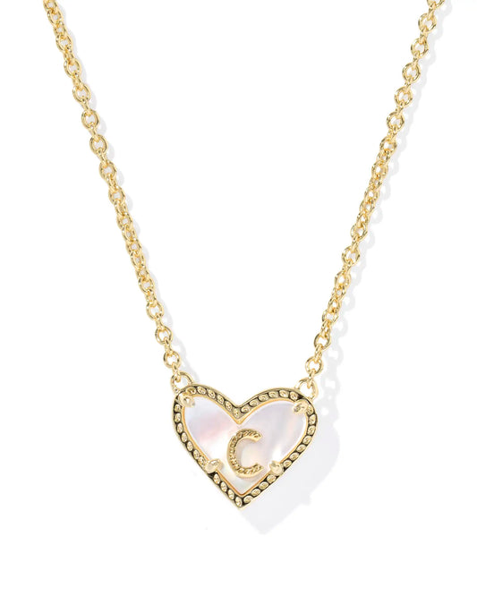 Kendra Scott Heart Letter C Short Pendant Necklace Gold Ivory Mother Of Pearl-Necklaces-Kendra Scott-08/21/25,N01131GLD-The Twisted Chandelier