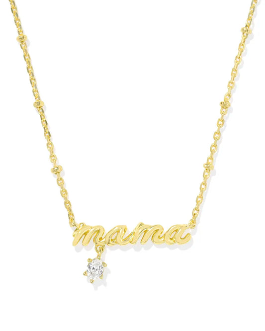 Kendra Scott Mama Crystal Short Pendant Necklace Gold-Necklaces-Kendra Scott-N01054GLD-The Twisted Chandelier
