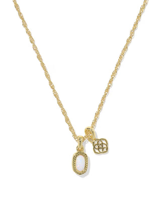 Kendra Scott Mini Elisa Dira Necklace Gold Bright White Lab Grown Opal-Necklace-Kendra Scott-N01534GLD-The Twisted Chandelier