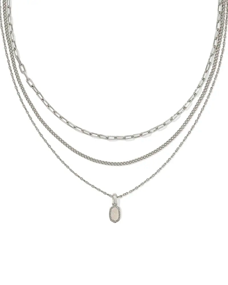 Kendra Scott Mini Elisa Triple Strand Necklace Silver Iridescent Drusy-Necklaces-Kendra Scott-FD 03/05/25,N00990GLD-The Twisted Chandelier