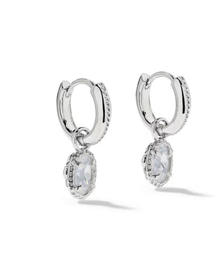 Kendra Scott Mini Ellie Luxe Huggie Earrings Silver White CZ-Earrings-Kendra Scott-HOLIDAY2026 KS-The Twisted Chandelier