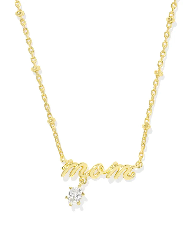 Kendra Scott Mom Crystal Short Pendant Necklace Gold-Necklaces-Kendra Scott-N01056GLD-The Twisted Chandelier